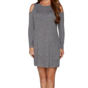 AnyBody Brushed Hacci cold shoulder dress Gray Size Small